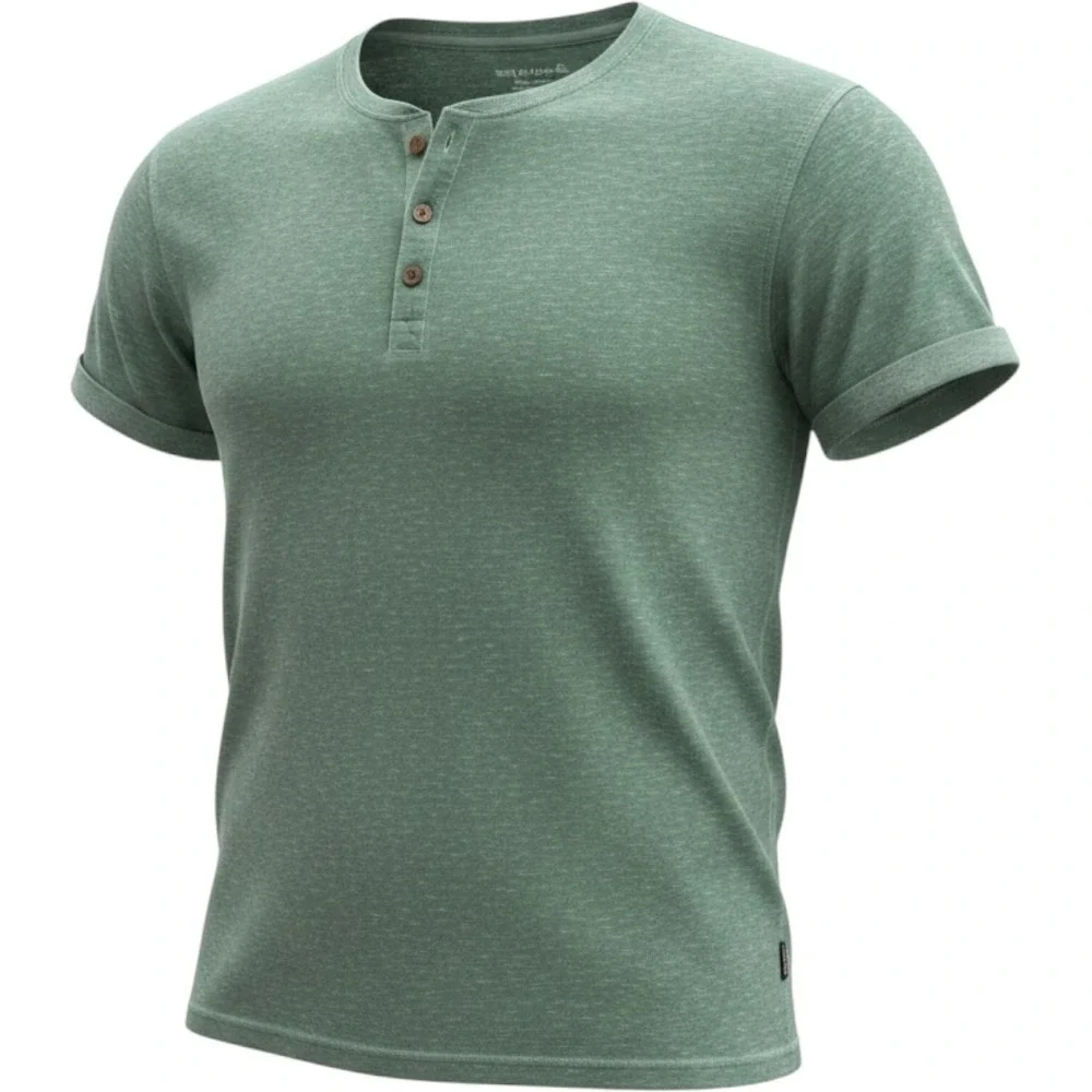 Lucky Brand Venice Burnout Henley Shirt Mens XXL Green Short Sleeve Tee